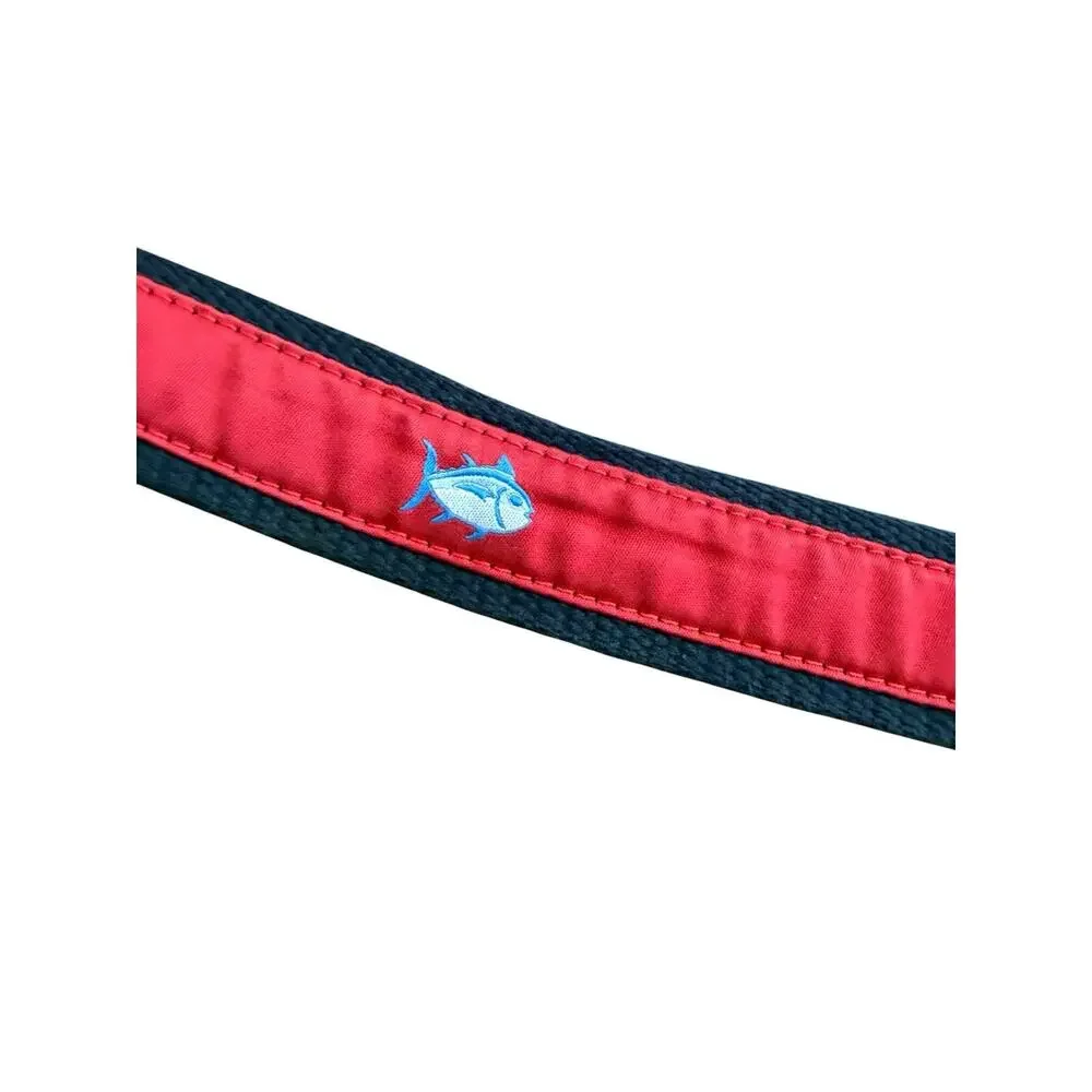 Southern Tide Belt Nautical Skipjack Fish Sz 32 Red Blue Ribbon Canvas Leather
